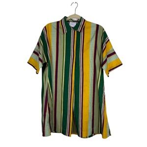 Akris Punto Womens Retro Striped Short Sleeve Shirt Dress Cotton Bowler Size 6